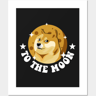 Funny Dogecoin To The Moon Posters and Art